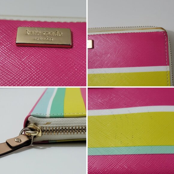 Kate Spade New York Striped Zip Around Wallet Wristlet Multicolor - Picture 2 of 5